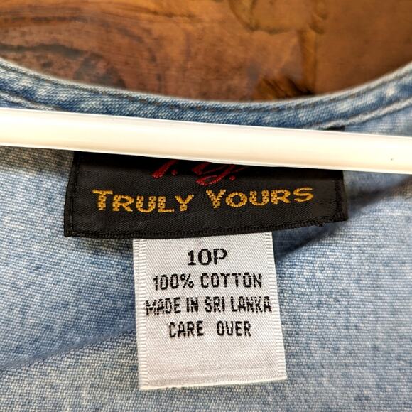 Vintage Truly Yours Dress Women's Size 10P Denim Button Down Jumper - Picture 5 of 8